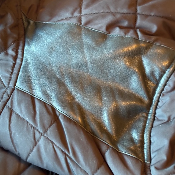 Lauren Ralph Lauren black quilted Puffer jacket, lamb leather trim Sz L - Picture 5 of 11